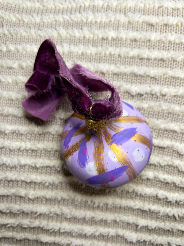 Lilac Dreams, Cottagecore Glam Hand-Painted Ceramic Ornament - Image 4