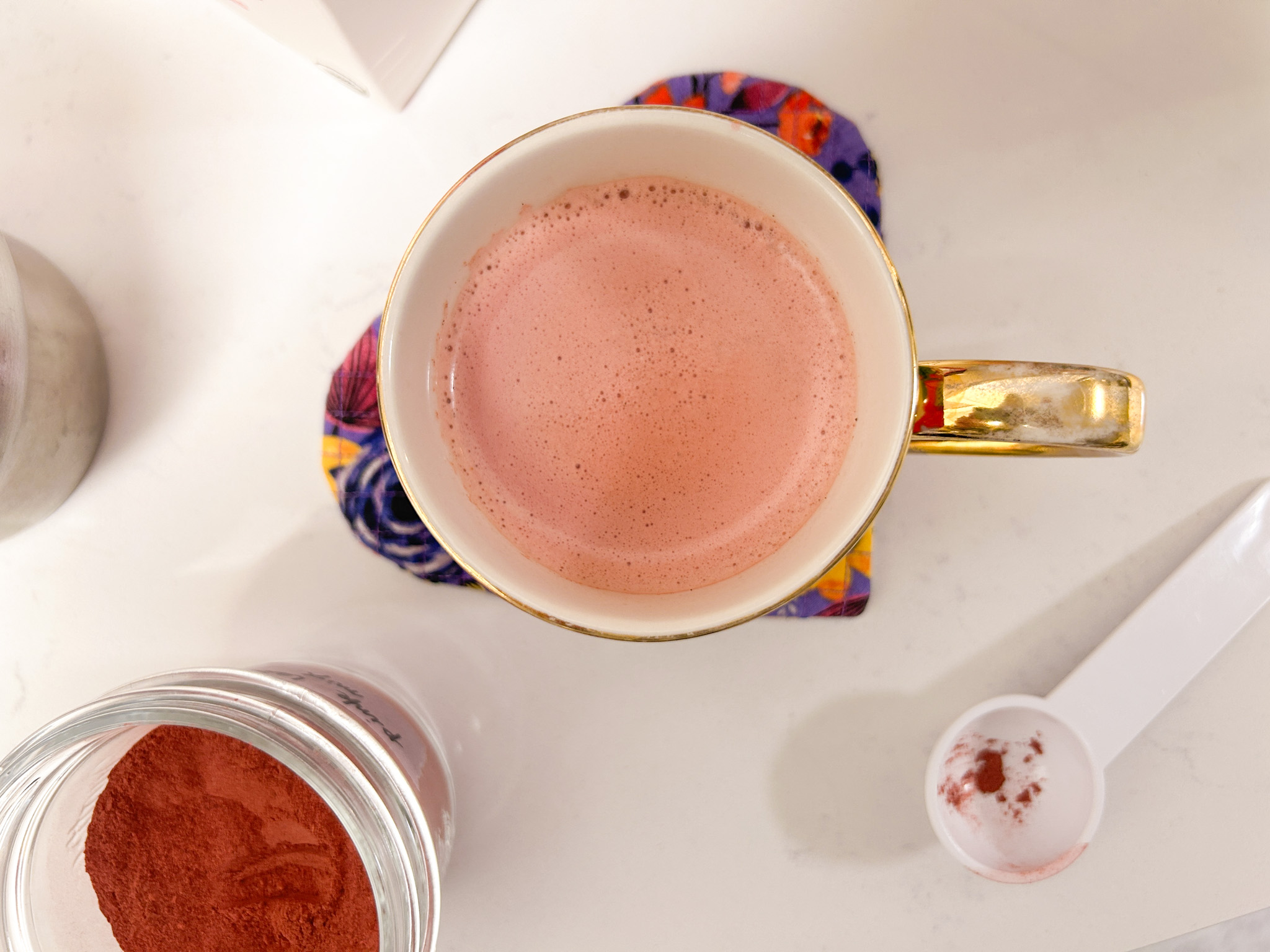 The Perfect Pink Milk Latte Recipe with Beetroot Powder, Cinnamon & Ginger